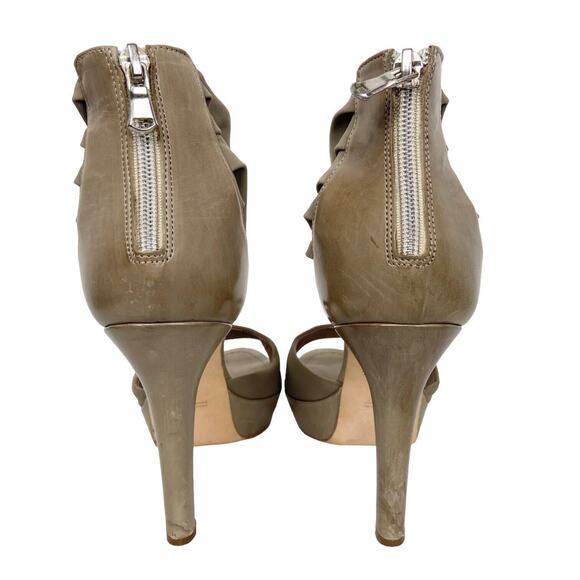 Guglielmo Rotta Beige Platform Heel Open Toe‎ Leather Trim Womens Size 40 EU - Picture 7 of 15